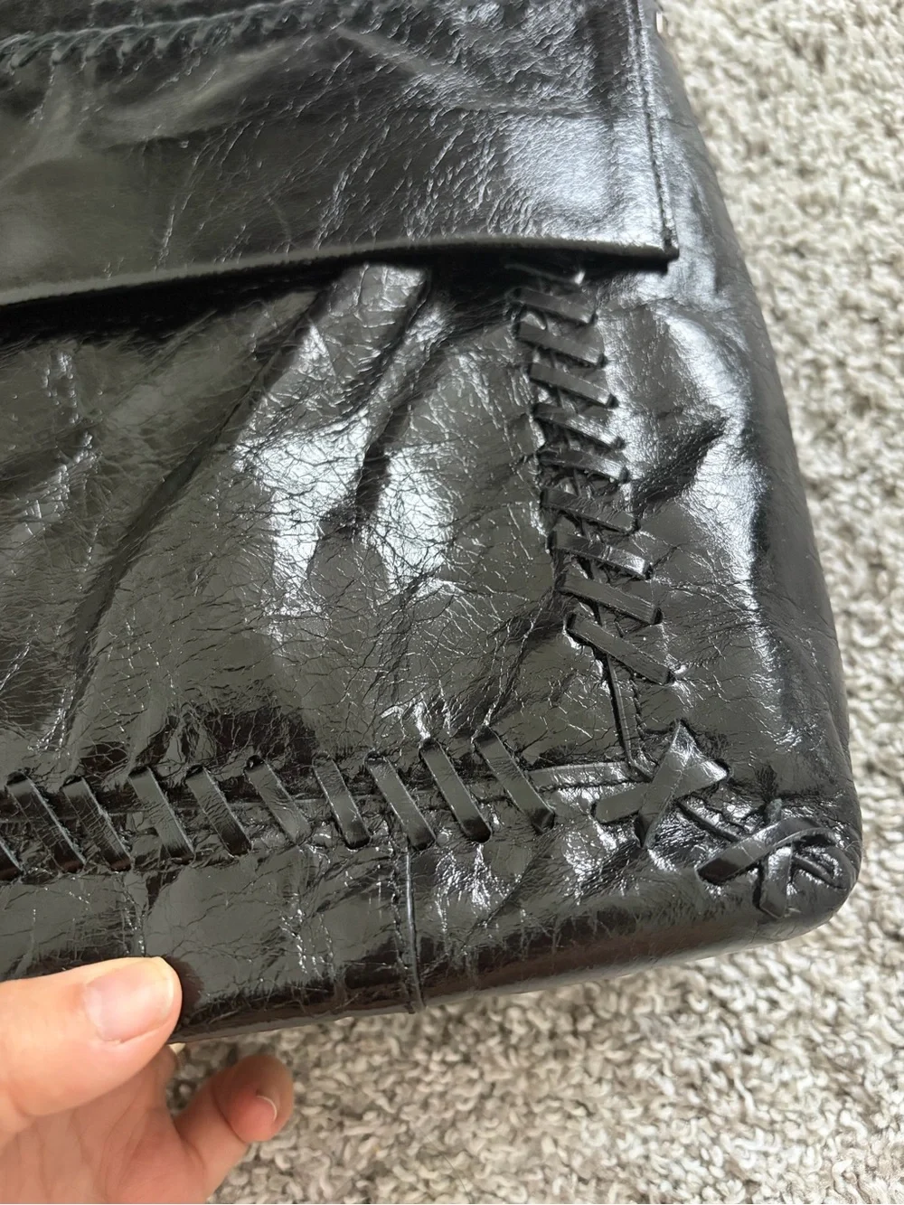 RARE Fendi JUMBO HUGE Black Baguette Whipstitch Clutch - Document Holder